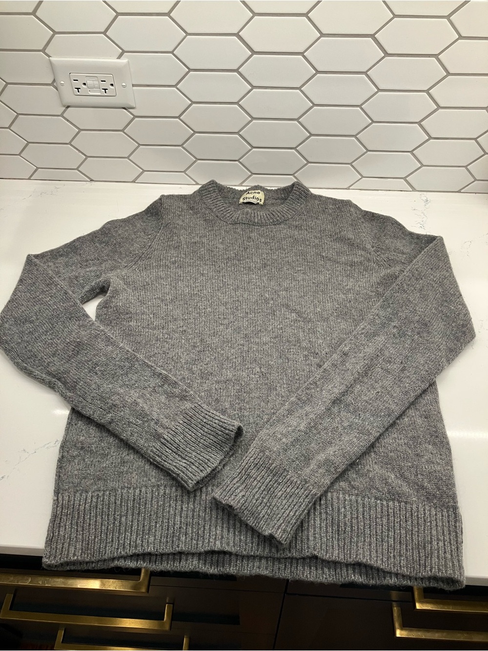 Acne Studios Gray Crewneck Wool Sweater